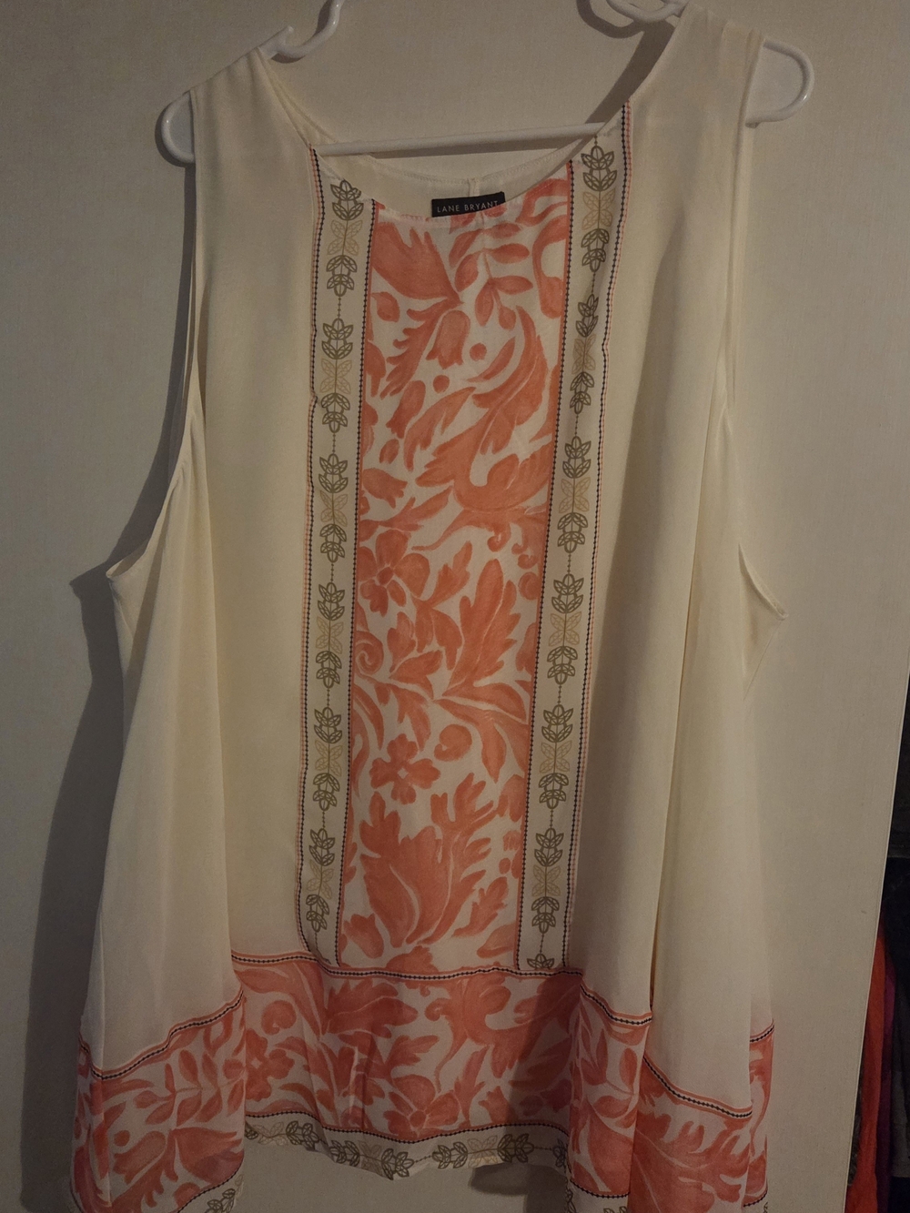 Lane Bryant Women's Cream & Orange Floral Print Sleeveless Top 26W NWT